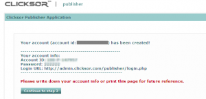 Account Created clicksor signup step 2 Account Created clicksor signup step 2