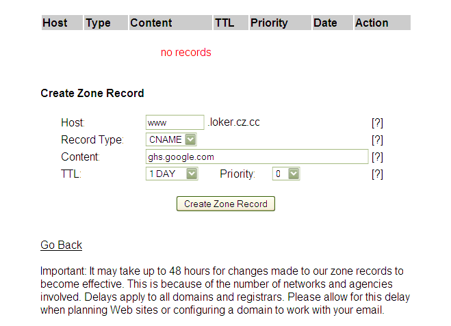 Blogger Custom Domain with CZ.CC
