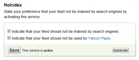 selecting feedburner noindex option is wrong