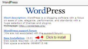 selfhosted blog install wordpress fantastico