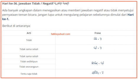 36. Jawaban Tidak Setuju dalam Bahasa Arab